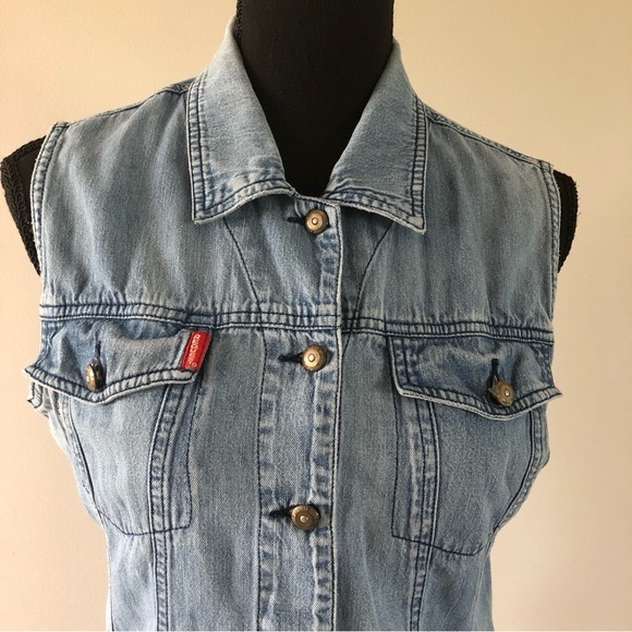 Womens Vintage Request button up cotton denim vest size M - Picture 3 of 11